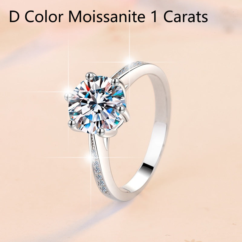 Mozambique Stone Ring Women S925 Pure Silver 1 Carat