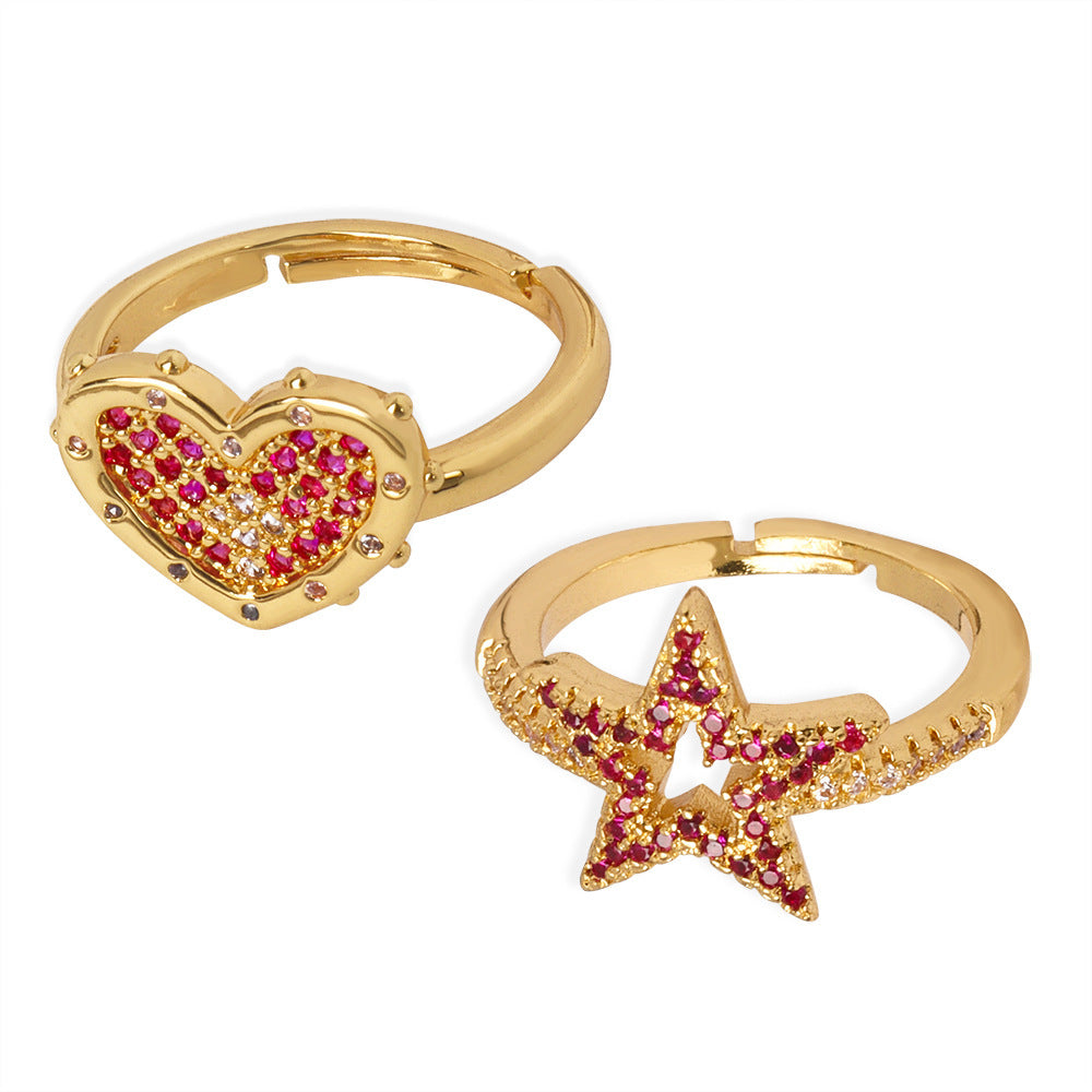 Fashion Simple Design Copper Material Heart-shaped Ring