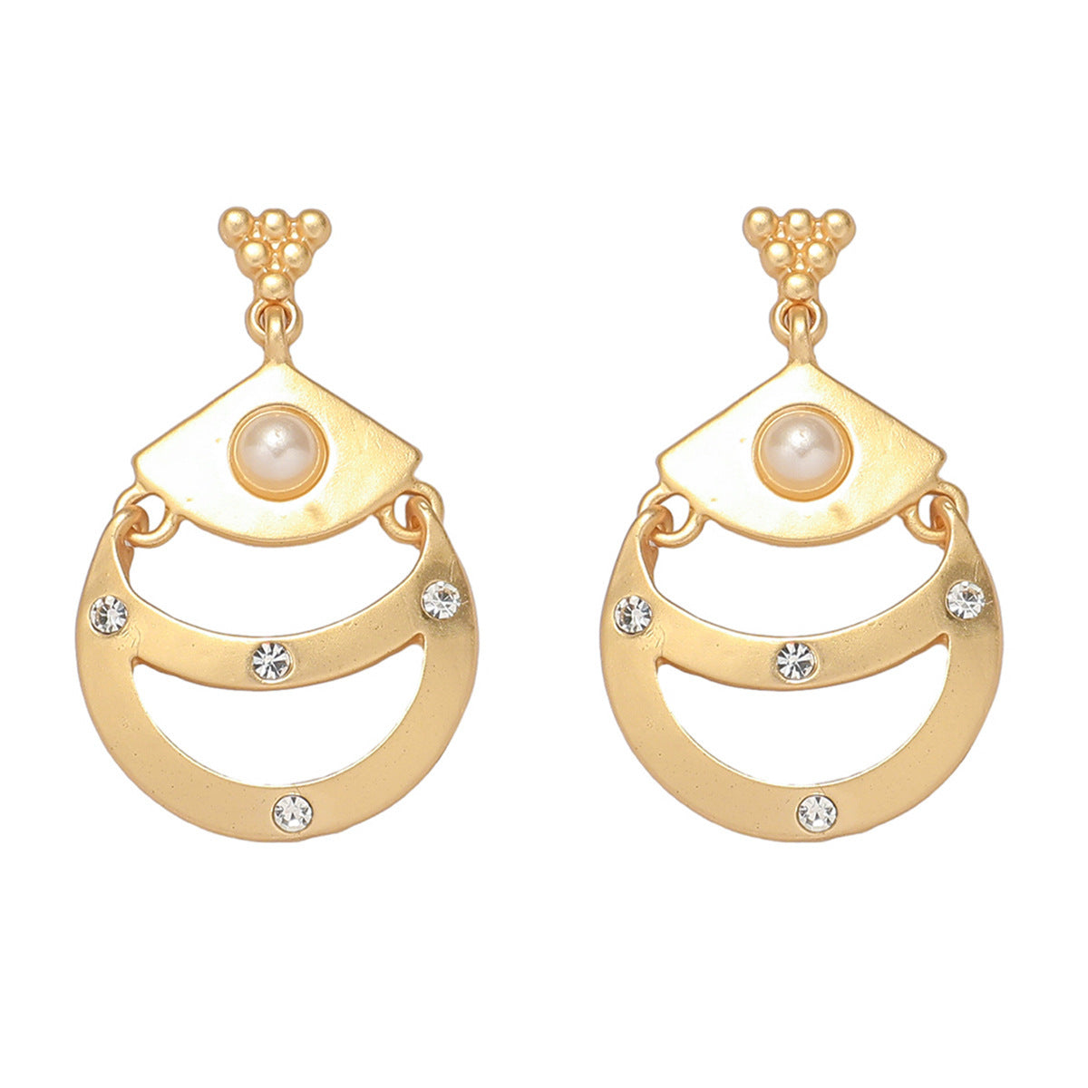 Matte Golden Moon Necklace And Earrings Suite