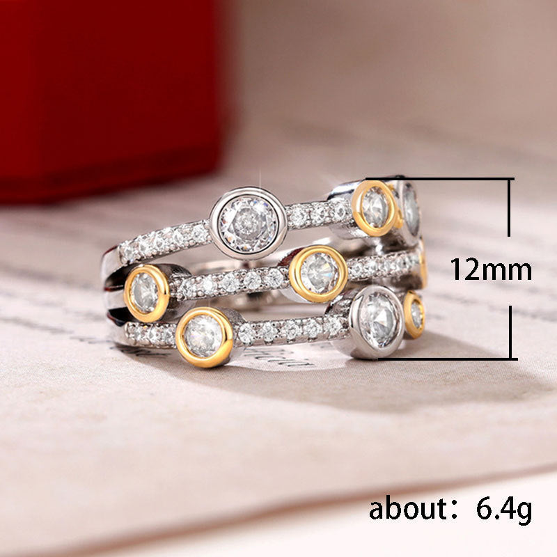 Two-tone Ring Hollow Geometry Line Dot Diamond