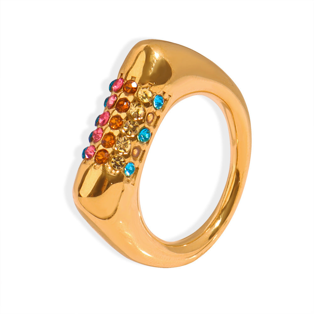 Special-interest Design Titanium Steel Gold Plated Ring