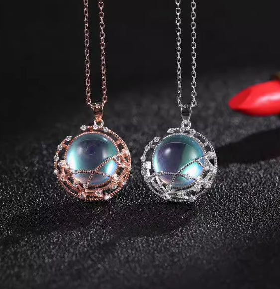 Japan And South Korea Simple S925 Sterling Silver Moonstone Pendant Rose Gold Necklace