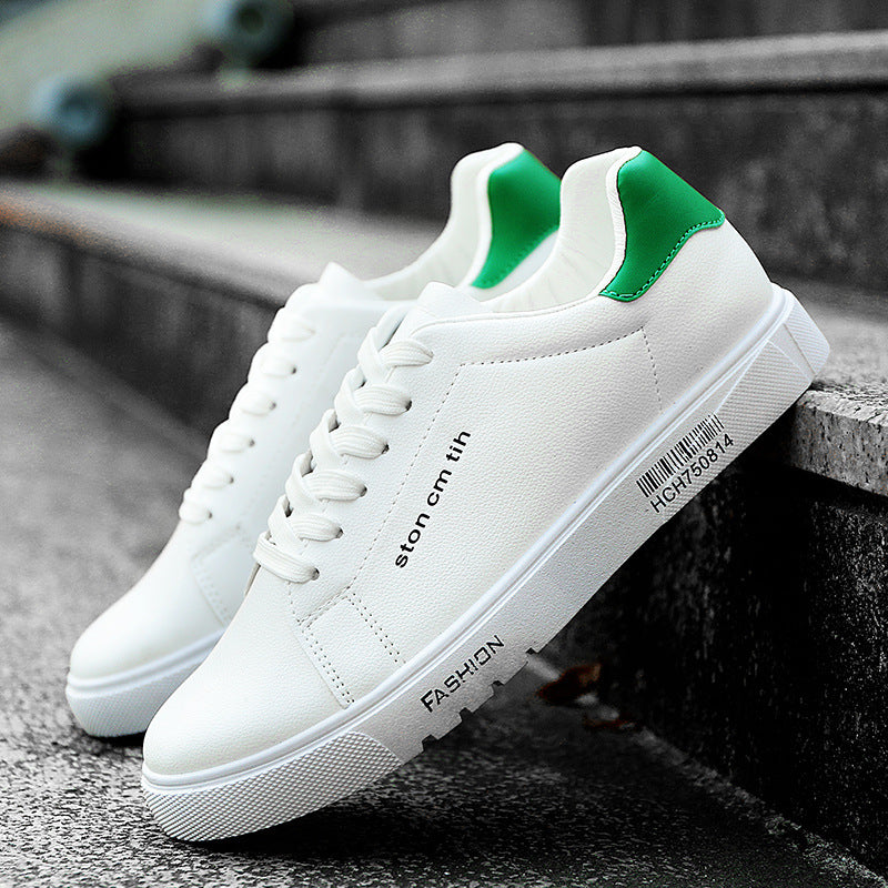 Men's Lace-Up Sneakers, Student Running Men's Shoes, Low-Top Breathable White Shoes