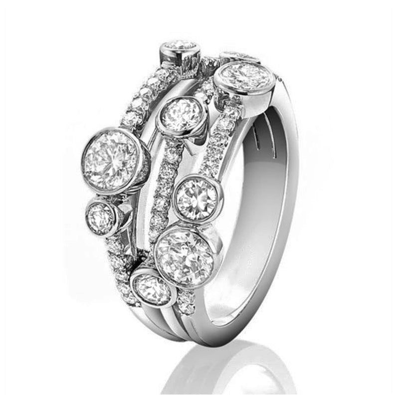 Two-tone Ring Hollow Geometry Line Dot Diamond