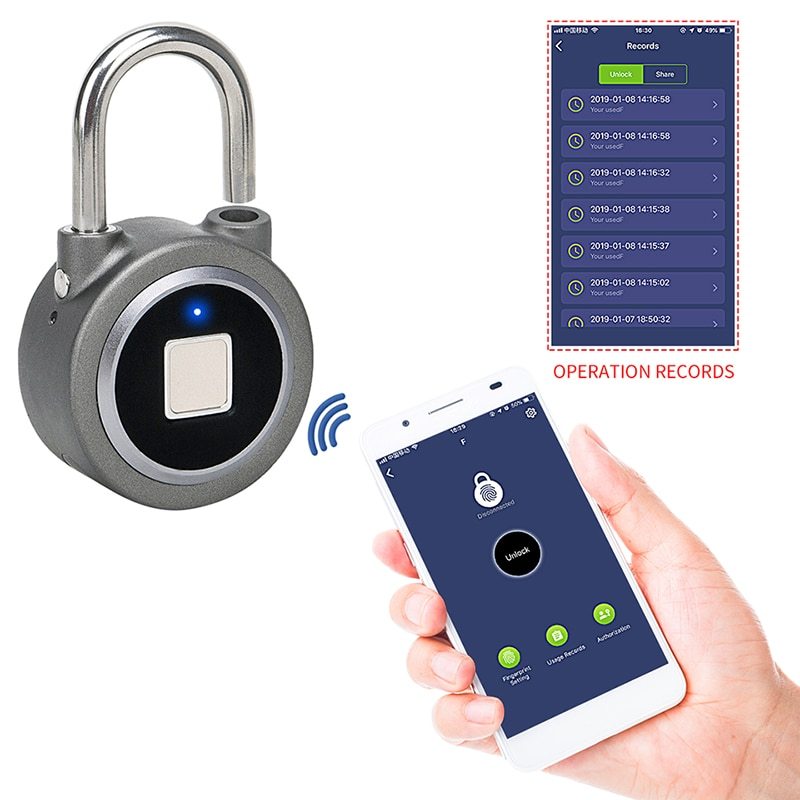 Smart lock fingerprint padlock mobile phone APP control Bluetooth unlocking luggage fingerprint lock trolley case fingerprint lock