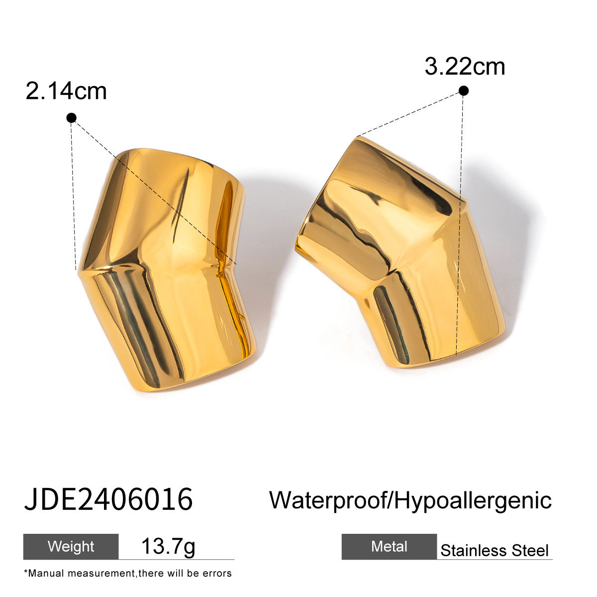 18K Gold Stainless Steel Geometric Ear Studs Niche