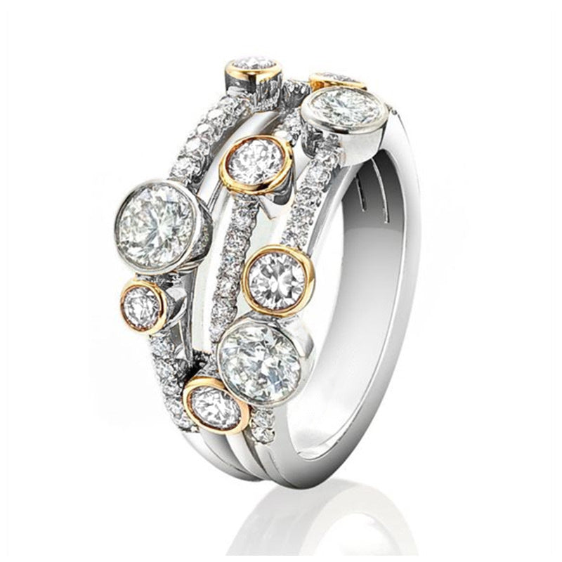 Two-tone Ring Hollow Geometry Line Dot Diamond