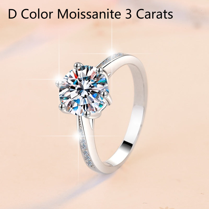 Mozambique Stone Ring Women S925 Pure Silver 1 Carat