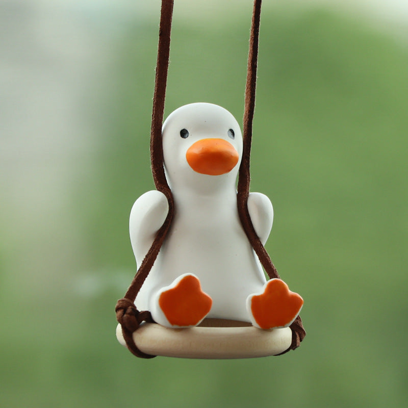 Car Pendant Cute Anime Little Duck Swing Auto Rearview Mirror Hanging Ornaments Interior Decoraction Accessories For Girls Gifts