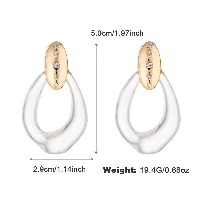 Alloy Spot Drill Transparent Resin Earrings For Women