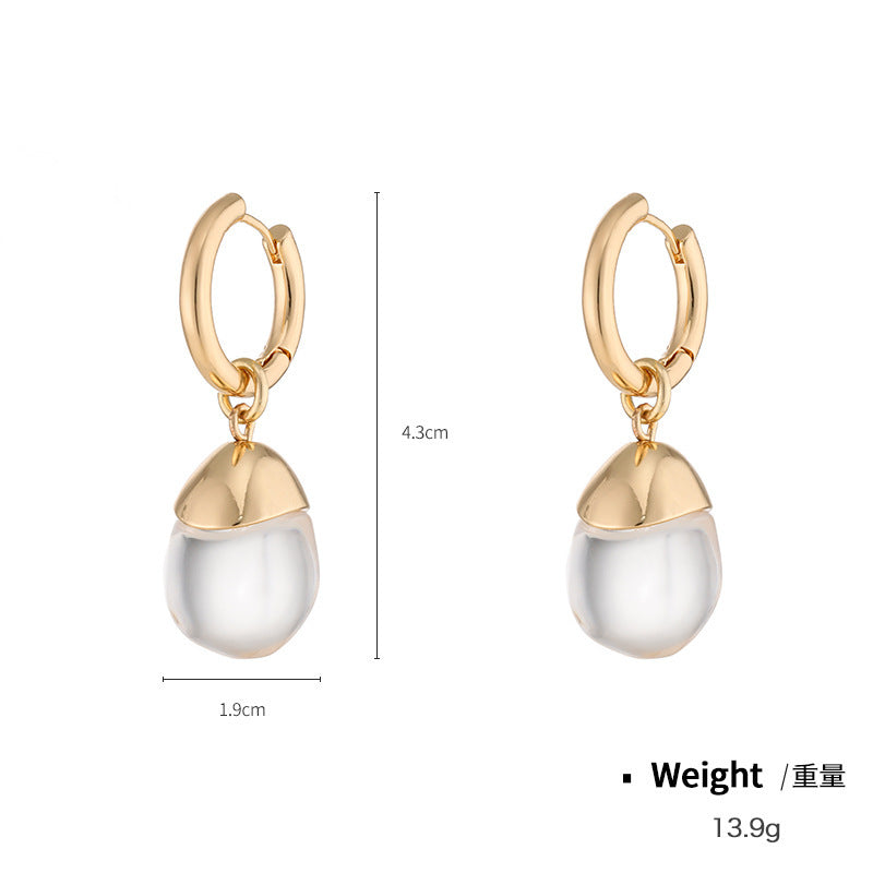 Alloy Spot Drill Transparent Resin Earrings For Women